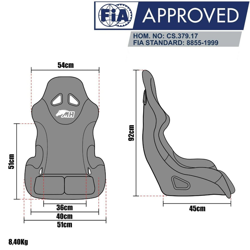 Banco Metal Horse Racing One Médio Homologado FIA 8855-1999